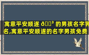 寓意平安顺遂 🐳 的男孩名字乳名,寓意平安顺遂的名字男孩免费